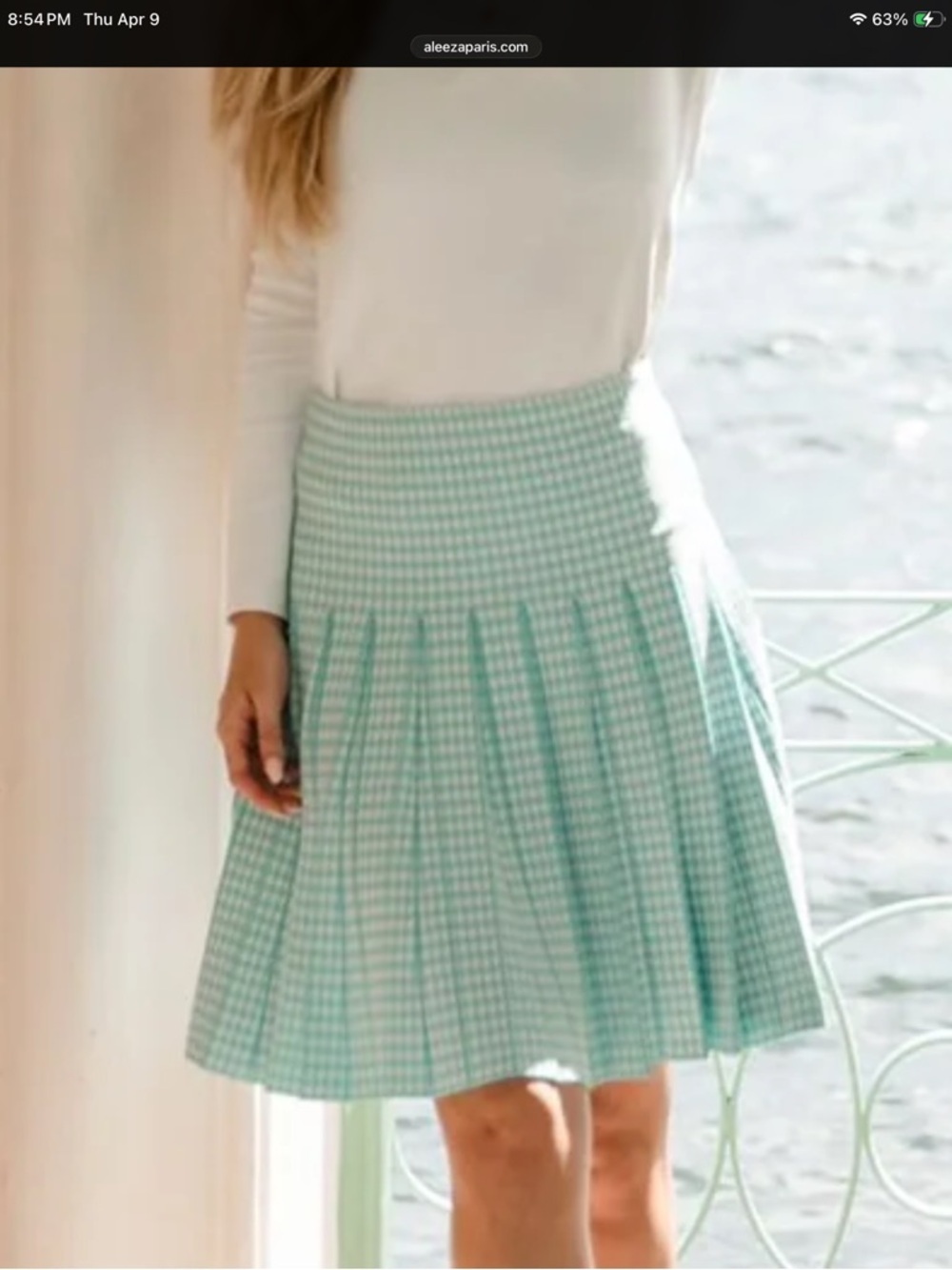Aleeza Paris Pleated Houndstooth Skirt